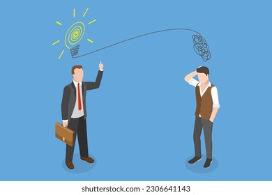 3D Isometric Flat Vector Conceptual Illustration of Proactivity vs Reactivity, Chaos and Order in Mind