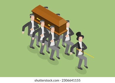 3D Isometric Flat Vector Conceptual Illustration of African Coffin Dance, Funeral Ceremony