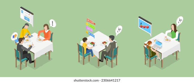 3D Isometric Flat Vector Conceptual Illustration of Screen Time, Kids Smartphone Addiction