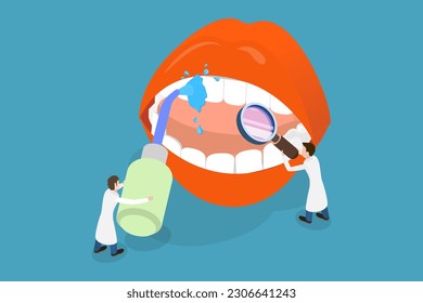 3D Isometric Flat Vector Conceptual Illustration of Oral Irrigator, Dental Hygiene and Care Routine