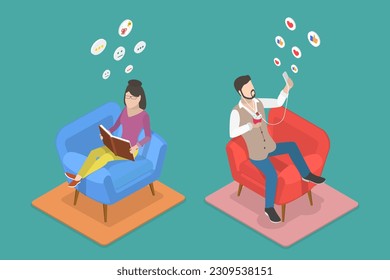 3D Isometric Flat Vector Conceptual Illustration of Introvert Vs Extravert, Different Mindsets