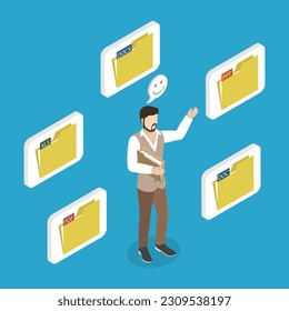 3D Isometric Flat Vector Conceptual Illustration of File Formats, PC Documents