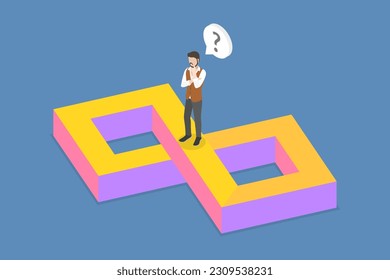 3D Isometric Flat Vector Conceptual Illustration of Impossible Shape, Illusion Geometry