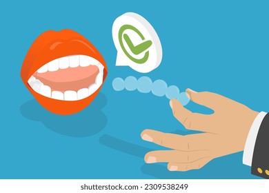 3D Isometric Flat Vector Conceptual Illustration of Invisible Dental Braces, Orthodontic Silicone Retainer