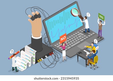 3D Isometric Flat Vector Conceptual Illustration of Lie Detector, Polygraph Device