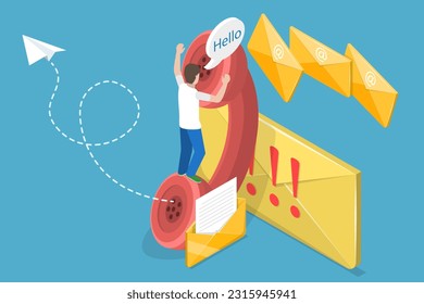 3D Isometric Flat Vector Conceptual Illustration of Customer Call, Phone Client Support Service