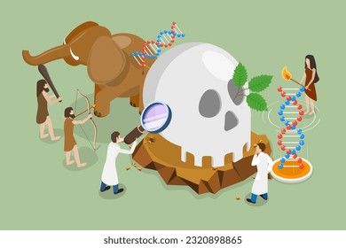 3D-Isometrisches Flachbild-Vektorgrafik, konzeptionelle Illustration von Anthropologie, Erziehungskultur-Erforschung