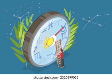 3D Isometric Flat Vector Conceptual Illustration of Horoscope, Astrological Zodiac Signs