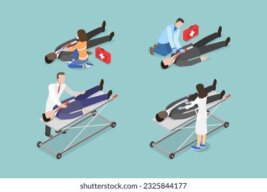 3D Isometric Flat Vector Conceptual Illustration of Urgency Care, Paramedics