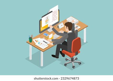 3D Isometric Flat Vector Conceptual Illustration of Multitasking, Jack of All Trades