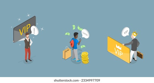 3D Isometric Flat Vector Conceptual Illustration of Vip Account, Very Important Person