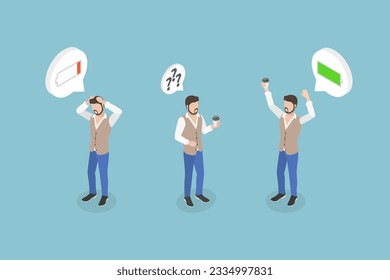 3D Isometric Flat Vector Conceptual Illustration of Energy From Coffee, Refreshment Caffeine Drink