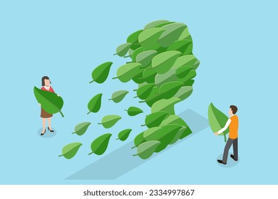 3D Isometric Flat Vector Conceptual Illustration of Environment Friendly Approach, Protection of Nature