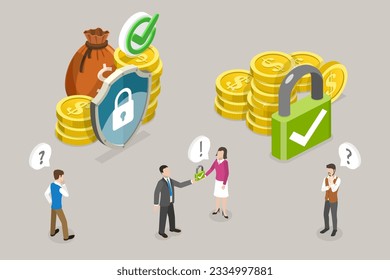 3D Isometric Flat Vector Conceptual Illustration of Fraud Prevention, Secure Storage