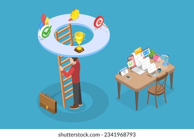 3D Isometric Flat Vector Conceptual Illustration of Opportunity, Obstacles Overcoming