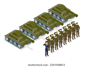 3D Isometric Flat Vector Conceptual Illustration of Military Regime , Form of Government