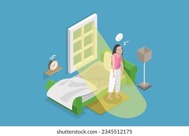 3D Isometric Flat Vector Conceptual Illustration of Start Of Day, Low Energy in the Morning