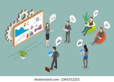 3D Isometric Flat Vector Conceptual Illustration of Professional Business Adviser , Coaching and Mentoring