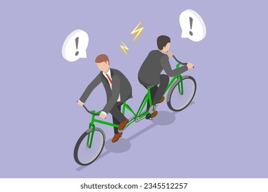 3D Isometric Flat Vector Conceptual Illustration of Business Conflict, Different Opinions