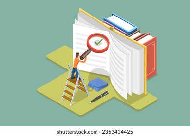 3D Isometric Flat Vector Conceptual Illustration of Etymology Study, Words History and Origins