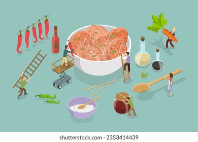 3D Isometric Flat Vector Conceptual Illustration of Kimchi, Korean Traditional Food