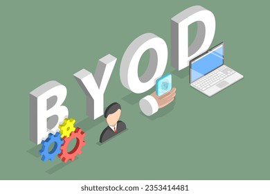 3D Isometric Flat Vector Conceptual Illustration of BYOD, Bring Your Own Device