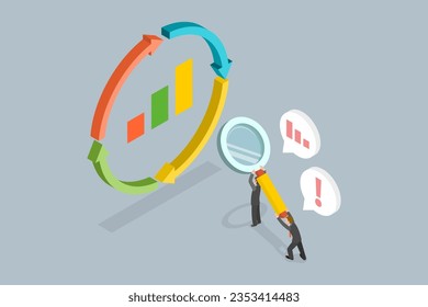 3D Isometric Flat Vector Conceptual Illustration of Business Cycle For Marketing, Curved Process Analysis
