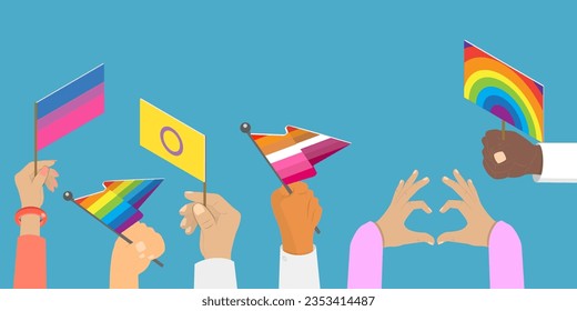 3D Isometric Flat Vector Conceptual Illustration of Equality And Self-affirmarmation, LGBT Pride