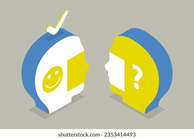 3D Isometric Flat Vector Conceptual Illustration of Bias As Incorrect Comparison, Psychological Thinking Behavior Based on Prejudice Opinions