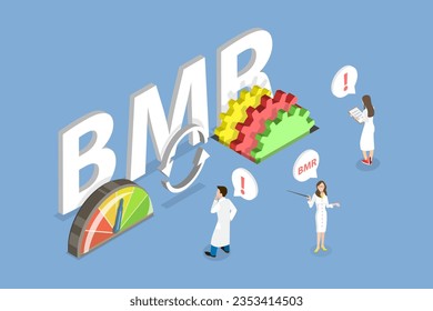 3D Isometric Flat Vector Conceptual Illustration of BMR, Basal Metabolic Rate