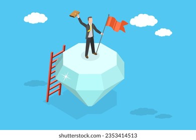 Isometric Vector plano 3D Ilustración conceptual de la propuesta de valor, marketing rentable para los clientes para la compra de productos y servicios