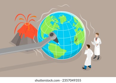 3D Isometric Flat Vector Conceptual Illustration of Predicting Natural Disasters