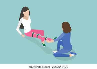 3D Isometric Flat Vector Conceptual Illustration of Rehabilitation