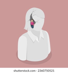 3D Isometric Flat Vector Conceptual Illustration of Mental Health Problems