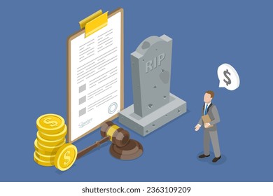 3D Isometric Flat Vector Conceptual Illustration of Inheritance And Testament