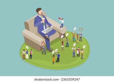 3D Isometric Flat Vector Conceptual Illustration of Bossy Manager