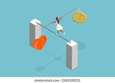 3D Isometric Flat Vector Conceptual Illustration of Body And Brain Harmony