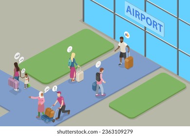 3D Isometric Flat Vector Conceptual Illustration of Travelers