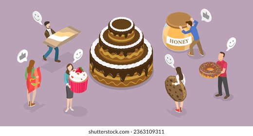 3D Isometric Flat Vector Conceptual Illustration of Sweet Snacks