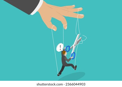 3D Isometric Flat Vector Conceptual Illustration of Escaping From Slavery