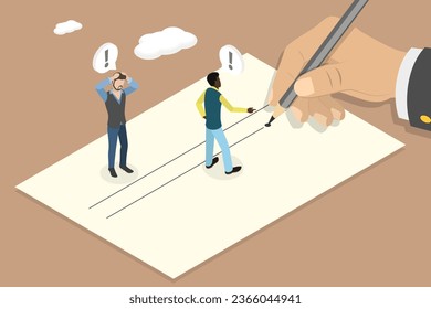 3D Isometric Flat Vector Conceptual Illustration of Deal Completion