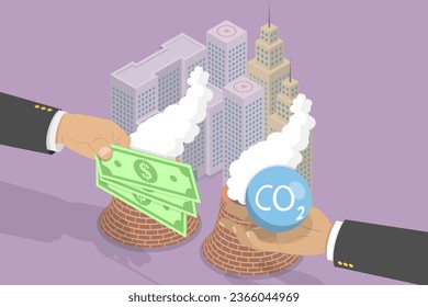 3D Isometric Flat Vector Conceptual Illustration of Carbon Tax