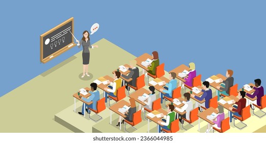3D Isometric Flat Vector Conceptual Illustration of University