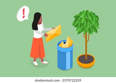 3D Isometric Flat Vector Conceptual Illustration of Cleaning Digital Memory