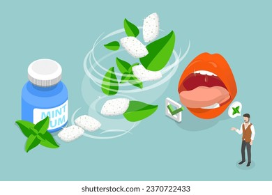 3D Isometric Flat Vector Conceptual Illustration of Mint Chewing Gum