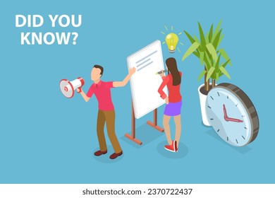 3D Isometric Flat Vector Conceptual Illustration of Did You Know 