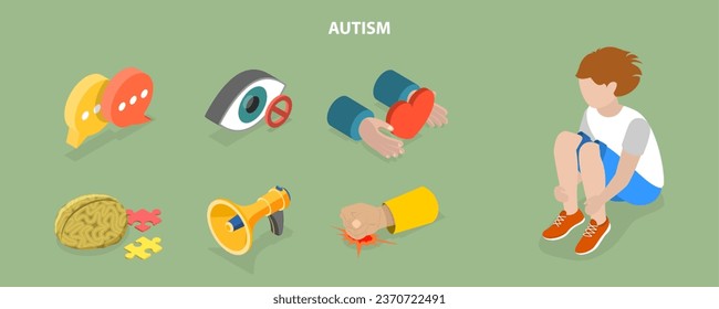 3D Isometric Flat Vector Conceptual Illustration of Autism