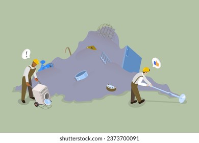 3D Isometric Flat Vector Conceptual Illustration of Metallic Junk Reuse