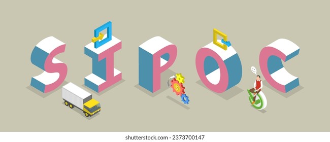 3D Isometric Flat Vector Conceptual Illustration of SIPOC