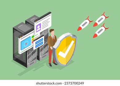 3D Isometric Flat Vector Conceptual Illustration of Ddos Attack